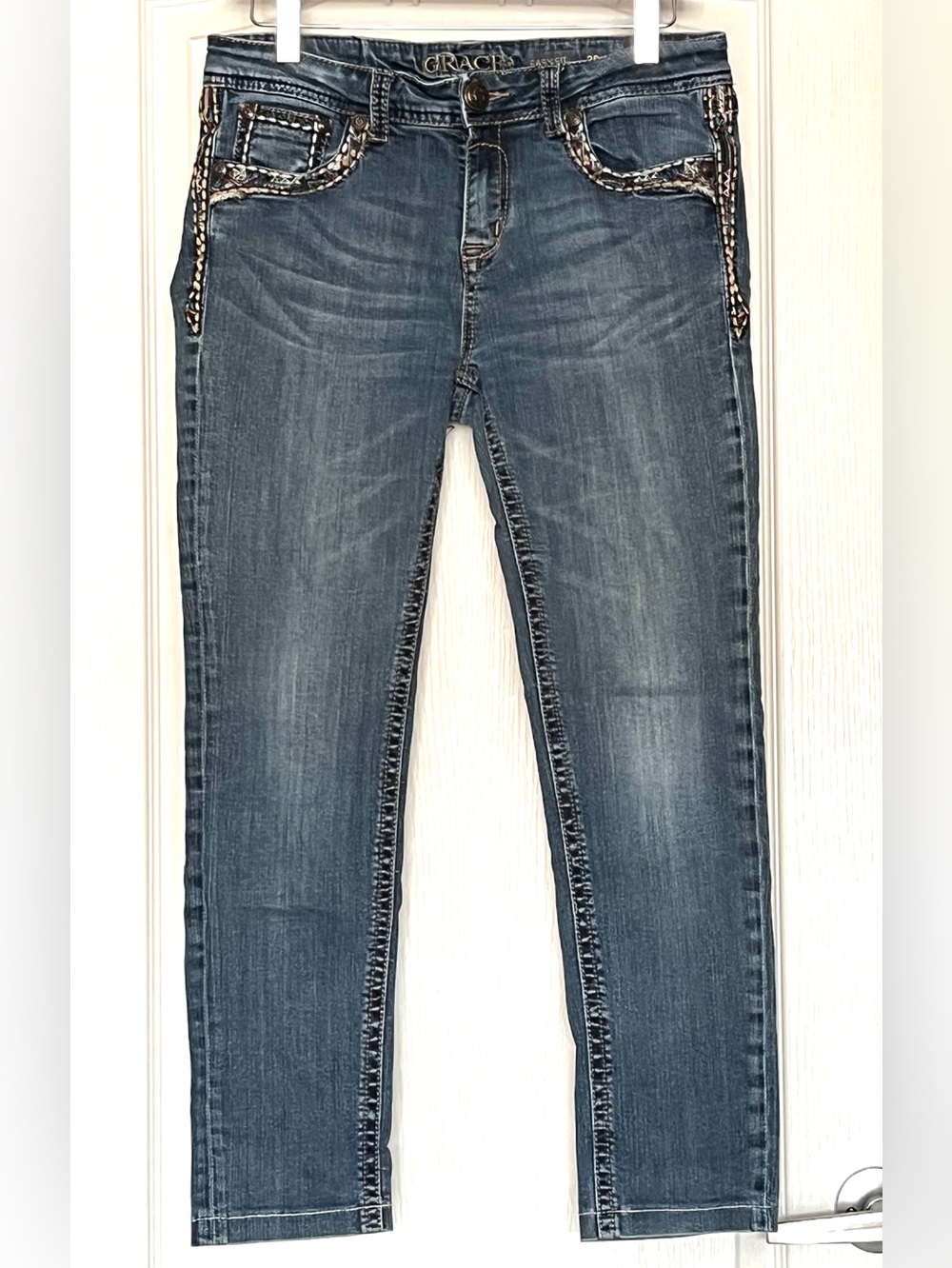 Grace in LA Easy Fit Embellished Bootcut Jeans Size 28